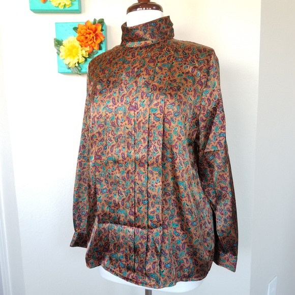 Vintage Tops - Vintage Silk Paisley Blouse